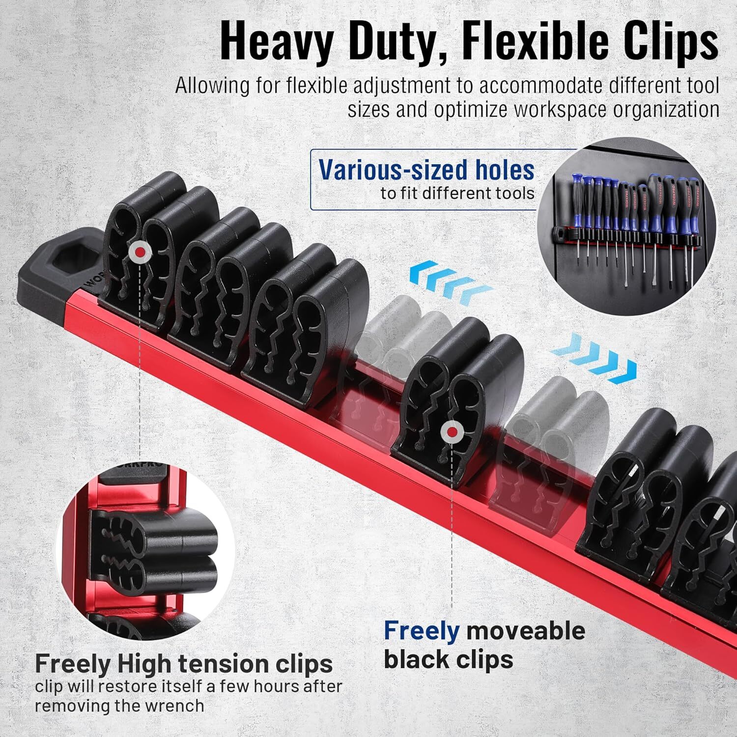 WORKPRO Magnetic Screwdriver Organizer&Wrench Organizer (Tools not Included) 2PC