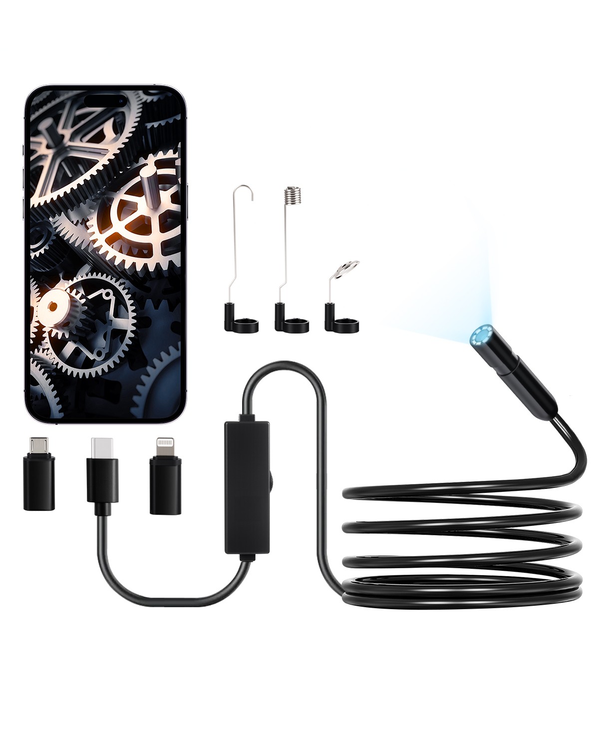 VEVOR Endoscope Camera 1920P HD Borescope for Android & IOS with 10FT Cable