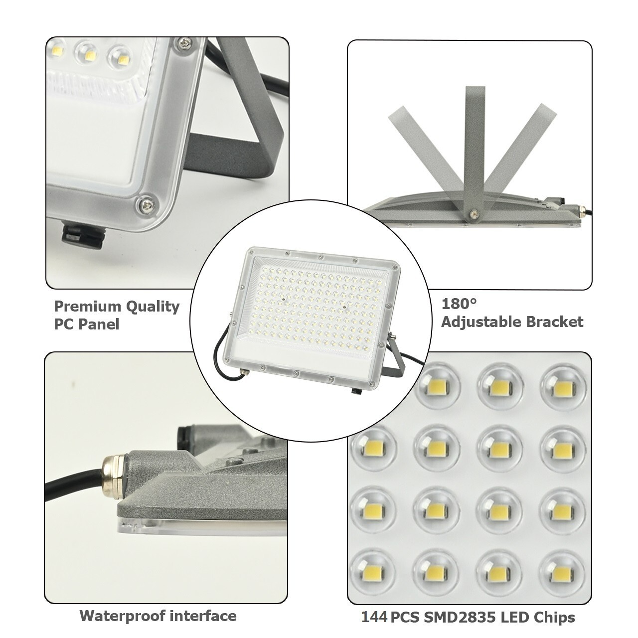 100W LED Flood Light Outdoor Super Bright Waterproof 6500K Daylight White