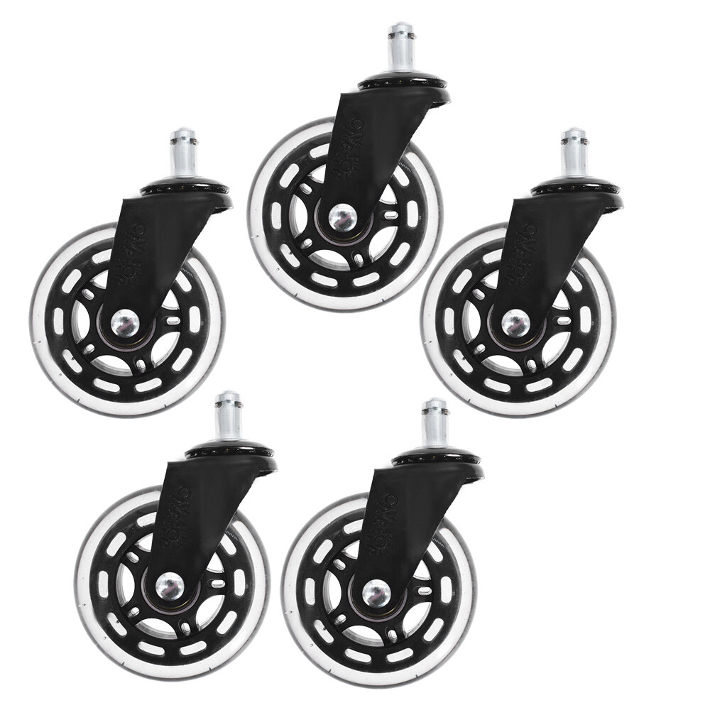 Set of 5 3 inch Office Chair Caster Rubber Swivel Wheels Replacement Heavy Duty