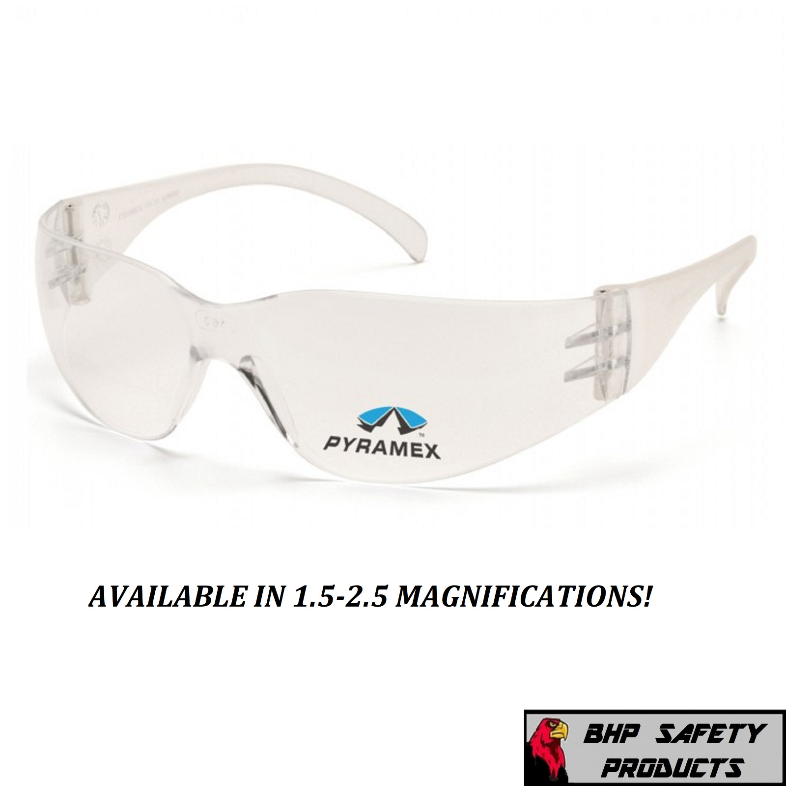 PYRAMEX INTRUDER READER BIFOCAL SAFETY GLASSES 1.5-2.5 MAGNIFICATION FOR READING