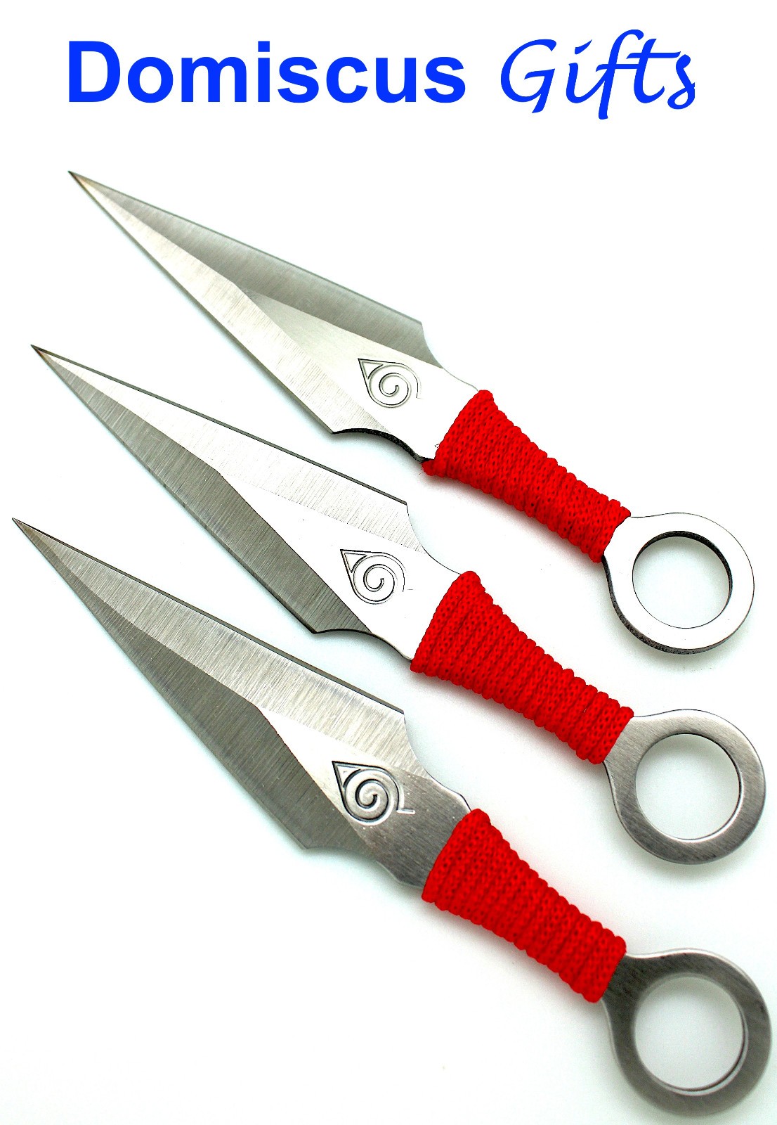 6 1/2" NEW 3 Pc AEROBLADES Silver Red Cord KUNAI THROWING KNIVES Throw Knife Set