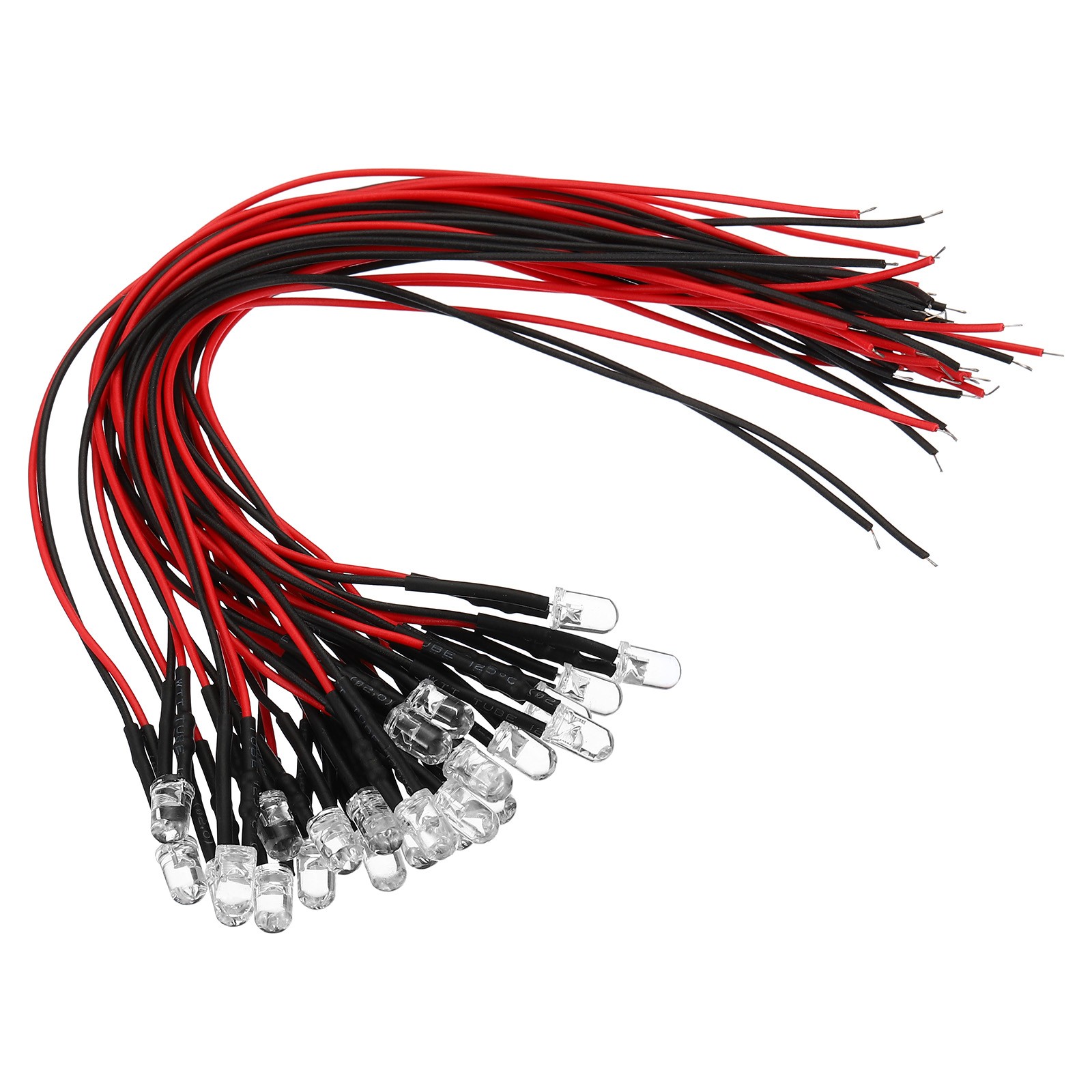 24 Pack 3V-6V 5mm LED Light Emitting Diodes Pre Wired Mini LED Lights Bulb White