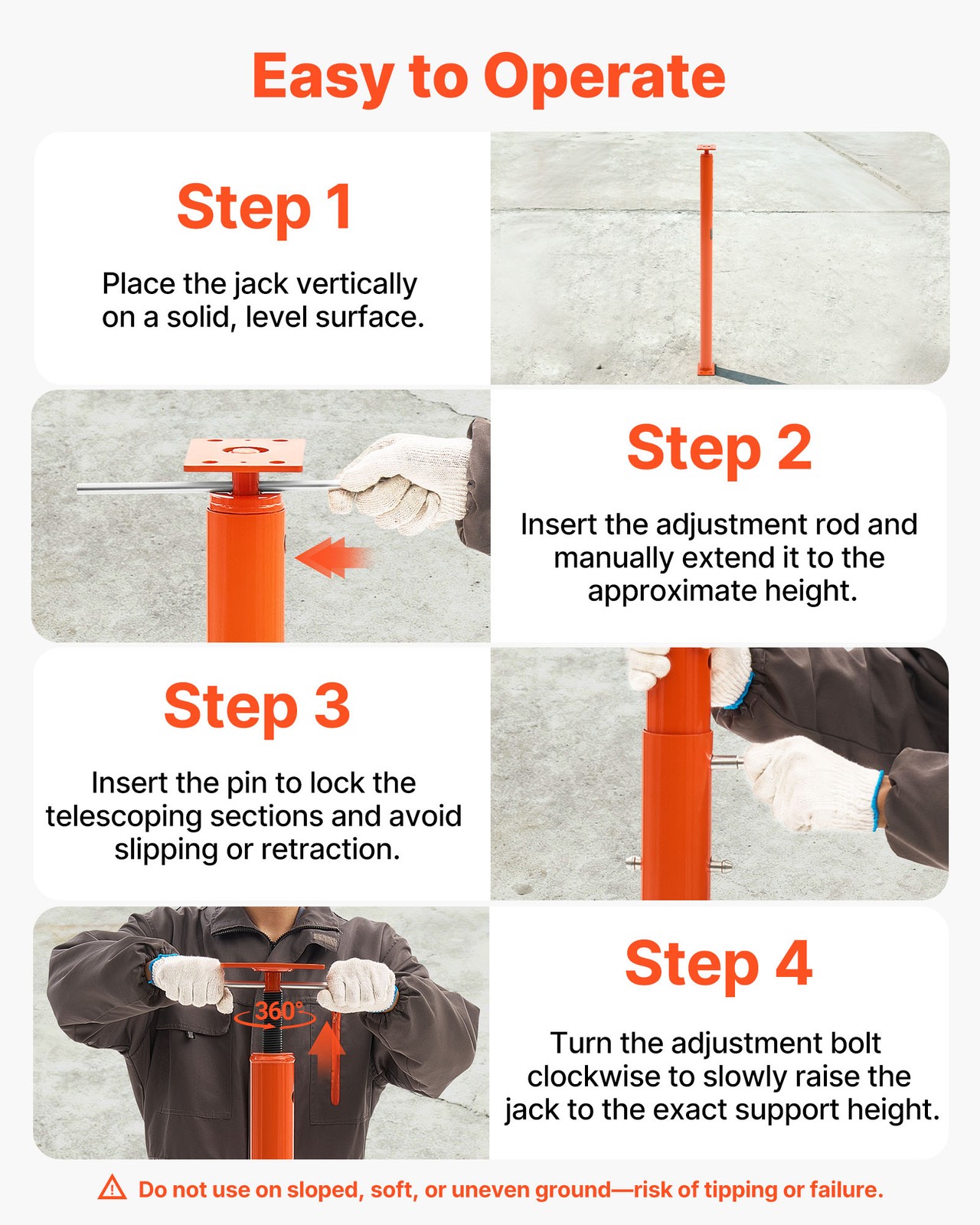 VEVOR House Floor Jacks Adjustable Floor Jack Post Leveling Lift 2PCS 53-93 Inch