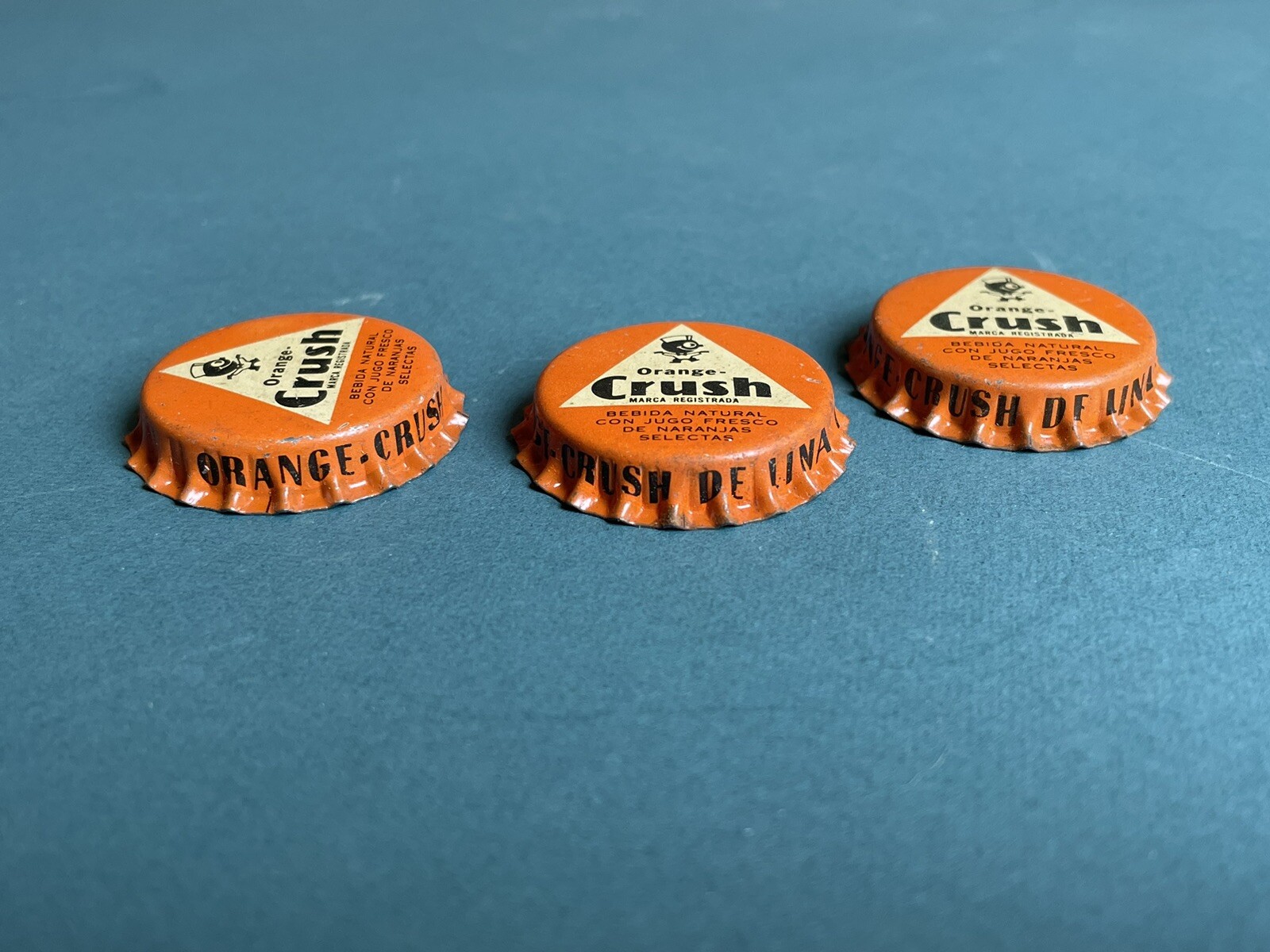 3 UNUSED VINTAGE ORANGE CRUSH SODA POP CORK BOTTLE CAPS CROWN CAP LIMA PERU