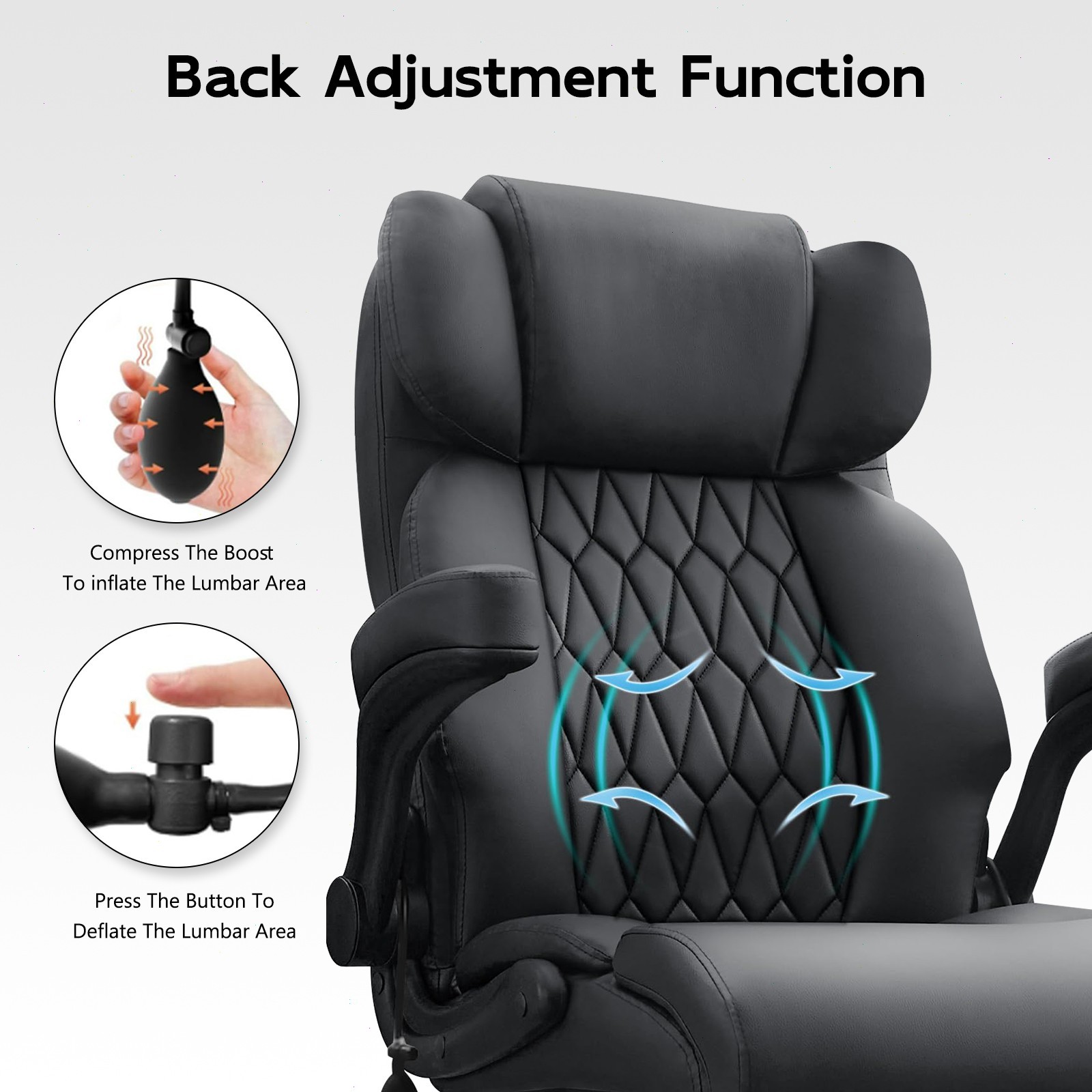 Big and Tall Office Chair 500lbs Leather Desk Chair with Upgraded RubberWheels