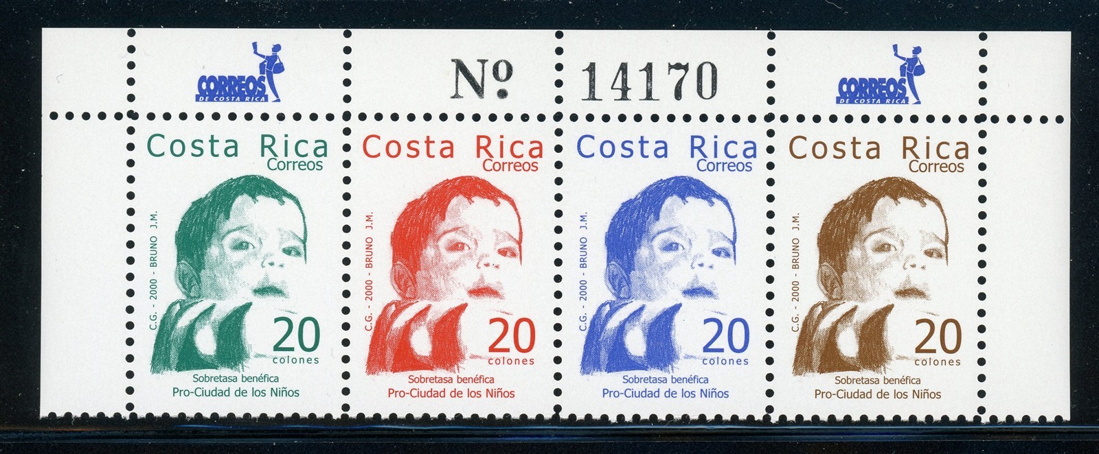 COSTA RICA MNH: Scott #RA119 Postal Tax Series of 2000 #1 CV$10+