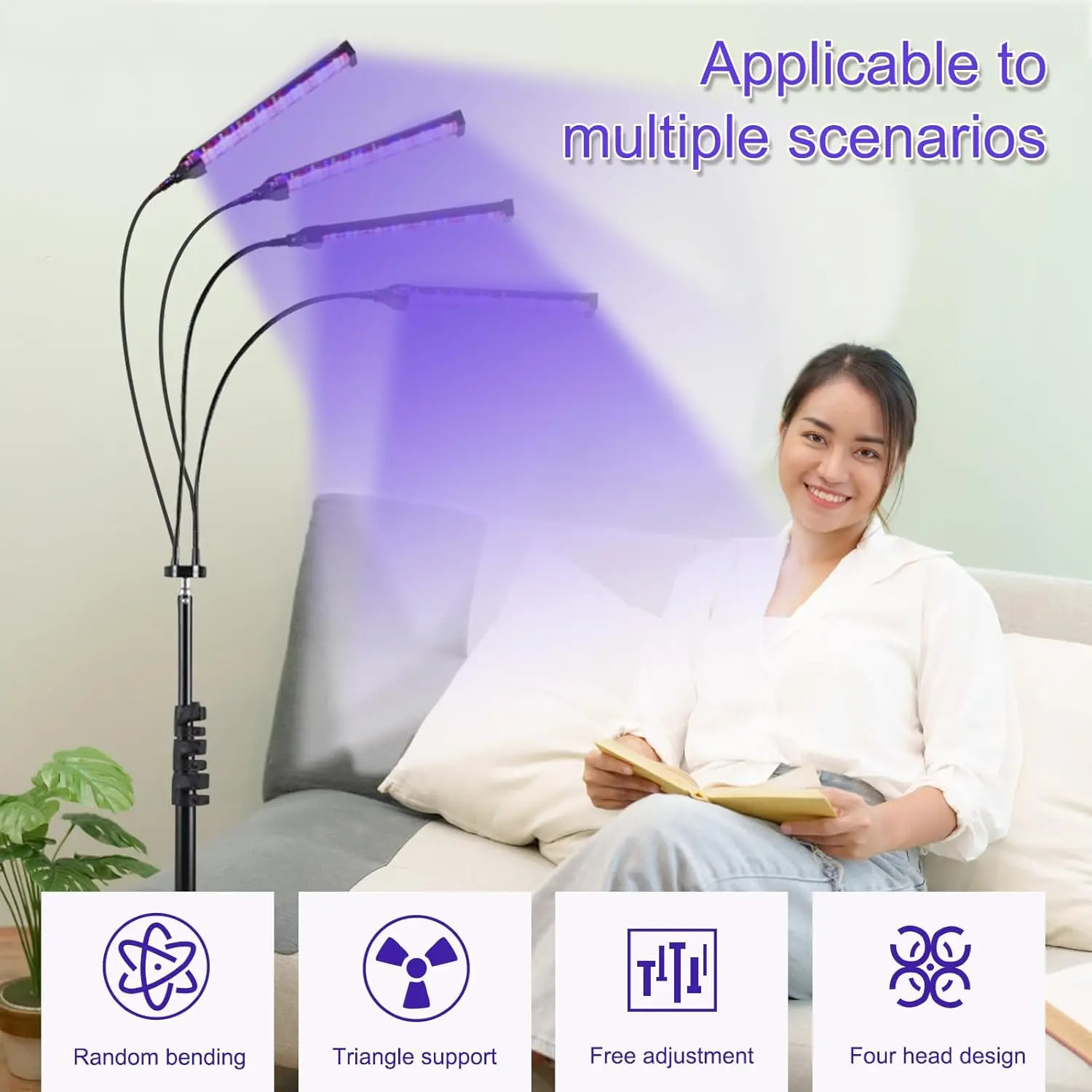 360° UV Tanning Lamp Blue Light Solarium Lamp Bronze Body Facial Tanning 432 LED