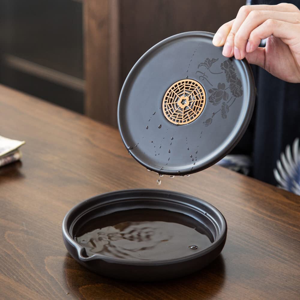 17.6cm China Wood Tea Tray Teapot Holder Kung Fu Tea Set Tea Ceremony