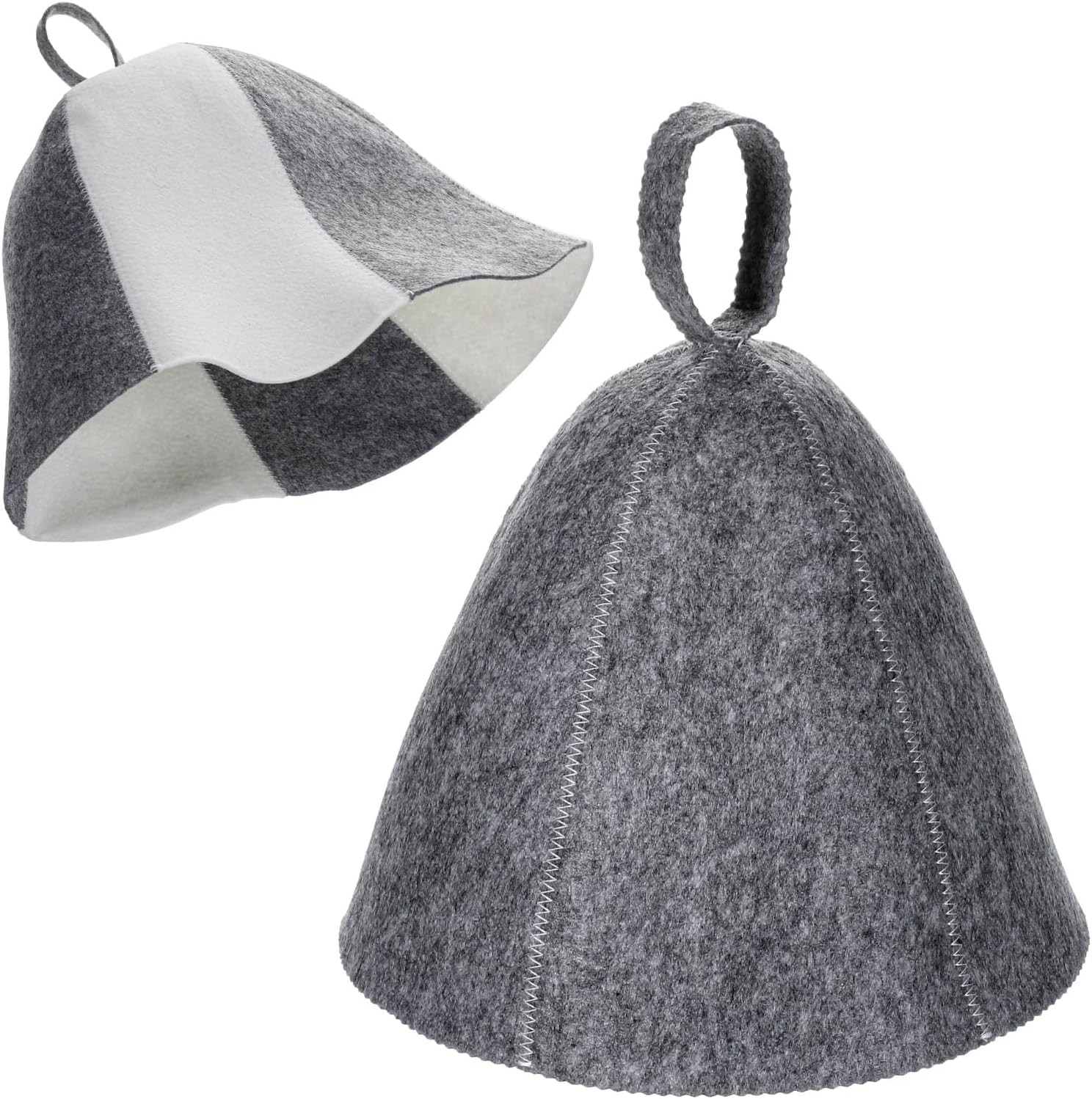2PCS Wool Sauna Hats Banya Caps Unisex Steam Room White Grey