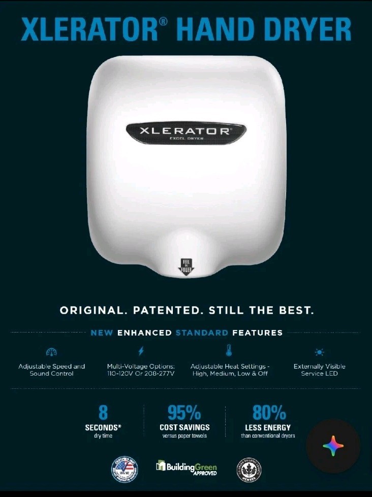 XLERATOR XL-WV (208V-277V) Excel Dryer High-Speed Commercial XL-WV