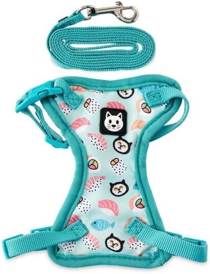 BLUE SUSHI DESIGN Vibrant Life Harness + Leash for Cats - One Size 5 - 10 lbs