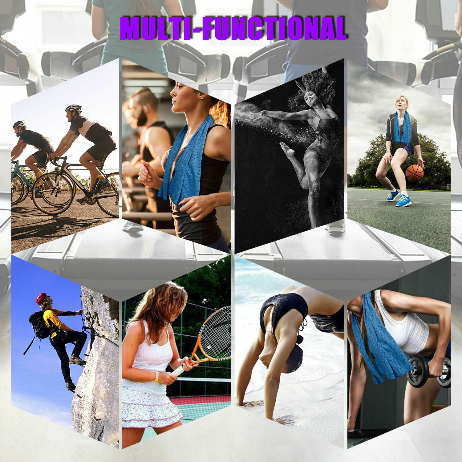 5 X Ice Cold Cooling Towel Neck Wrap For Sports Running Jogging Gym Instant Cool