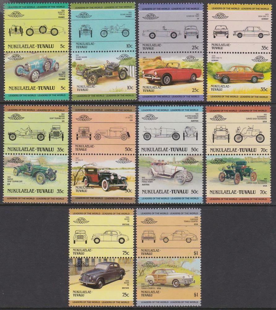 Classic Cars Tuvalu Nukulaelae 1985 Complete Set MNH #25-34 Se-tenants 10 pairs