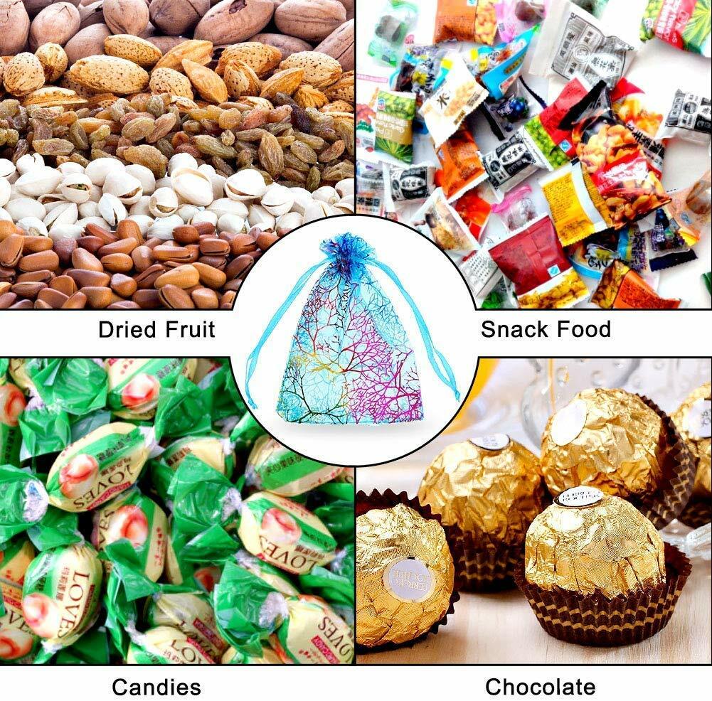 50/100Pcs Sheer Coralline Organza Gift Bags Jewelry Pouches Party Wedding Favor