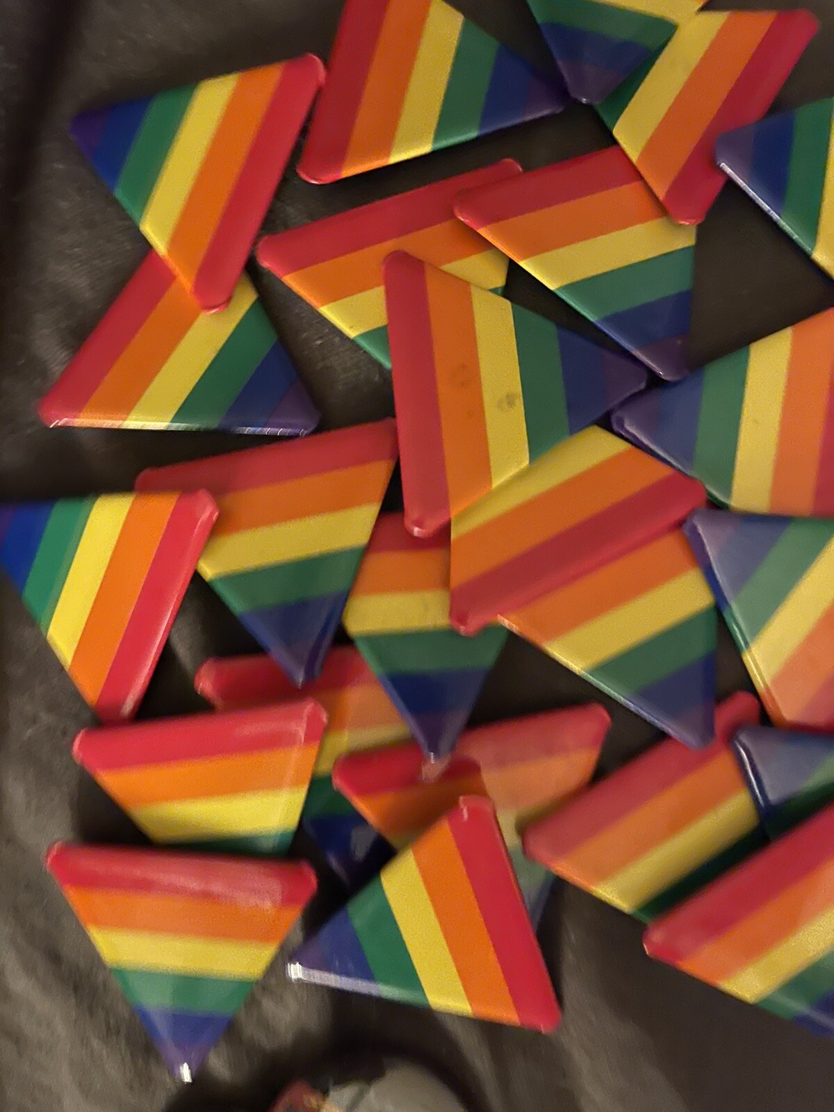 triangle shaped rainbow button/pin Shipping included
