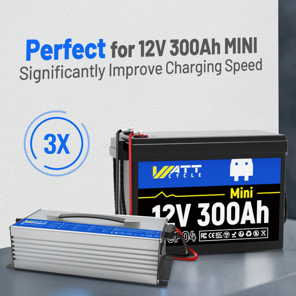 WattCycle 14.6V 60A LiFePO4 Battery Smart Charger For 12V Lithium Battery Solar