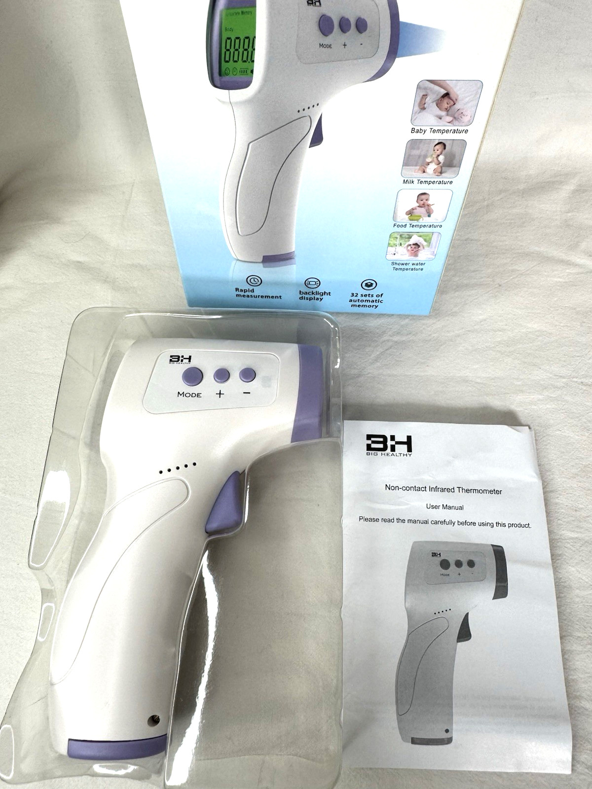 NIB BH Big Healthy Infrared Thermometer No Contact HZK-801