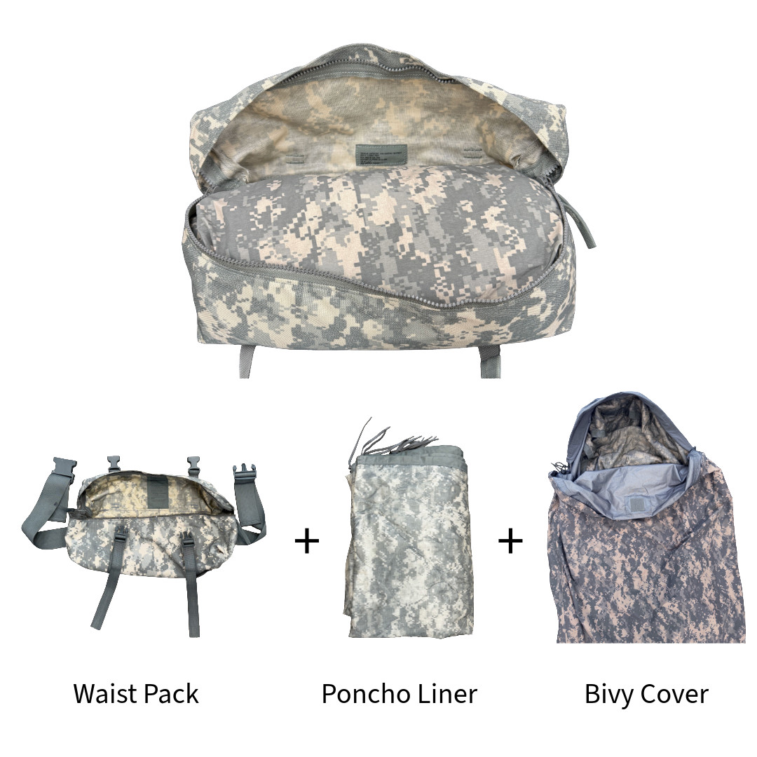 Minimalist Camping Sleep System: WaterProof Bivy, Poncho Liner, & Waist Pack