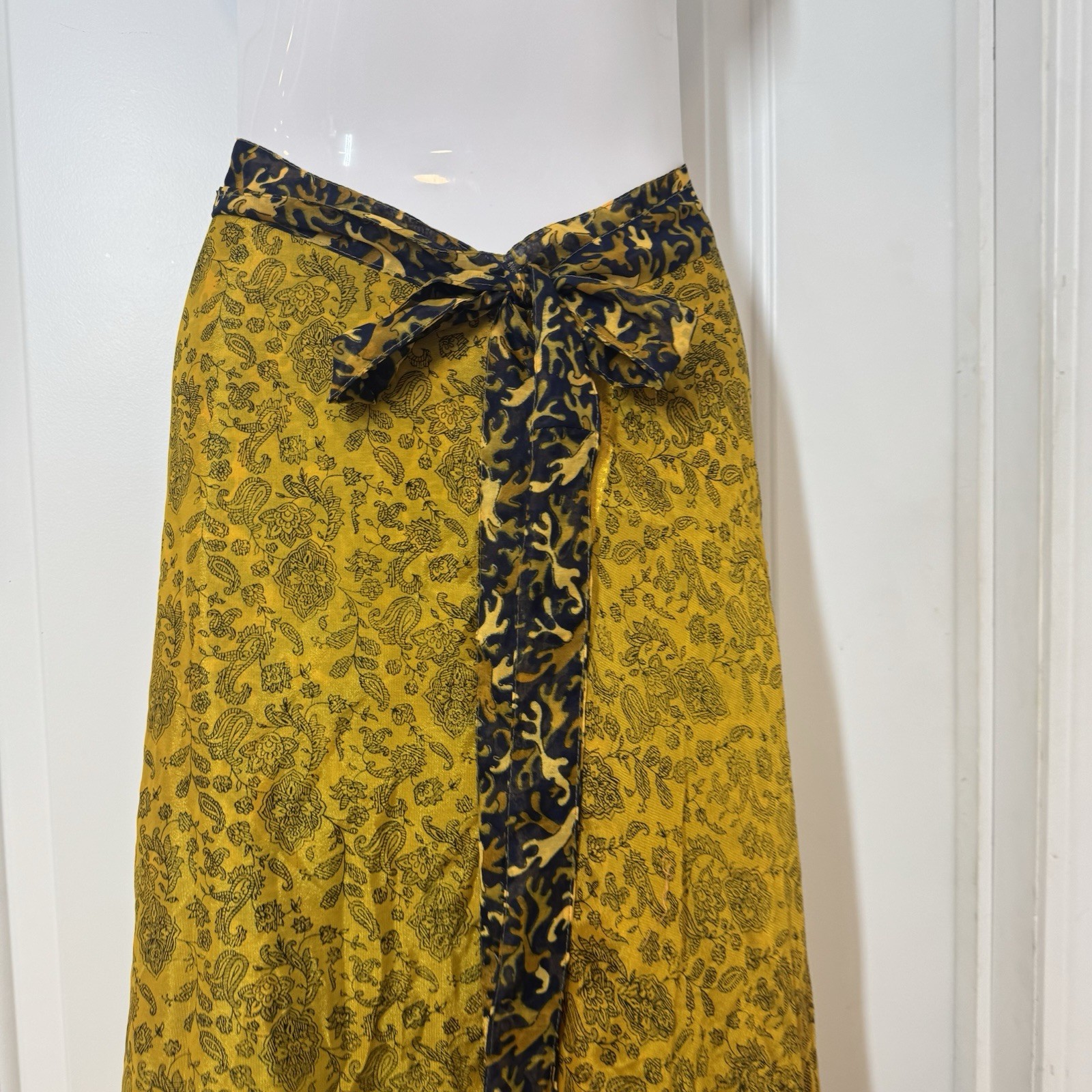 Y2K Urban Nomad Festival True Wrap Maxi Skirt 100% Silk Hippie Boho Gypsie Flowy