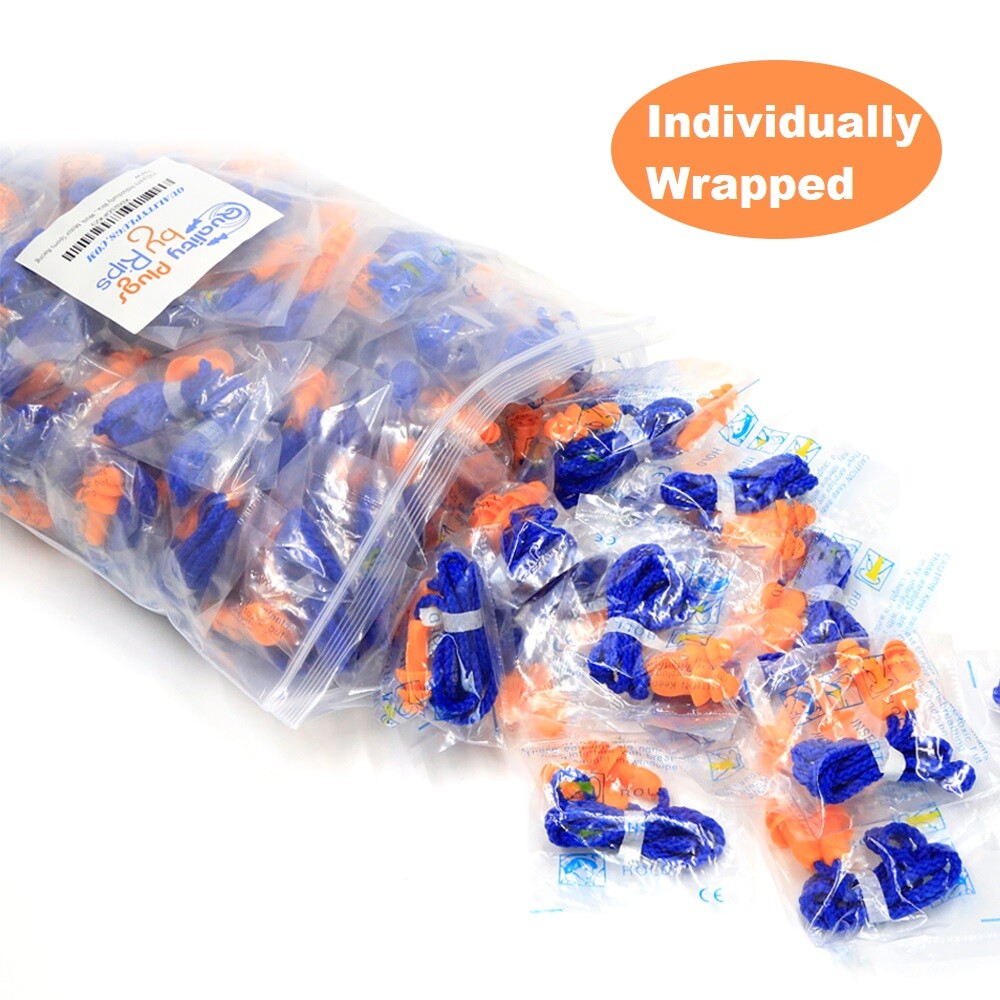 100 Pair Corded Earplugs Reusable Silicone Cord for Noise Reduction Shooting