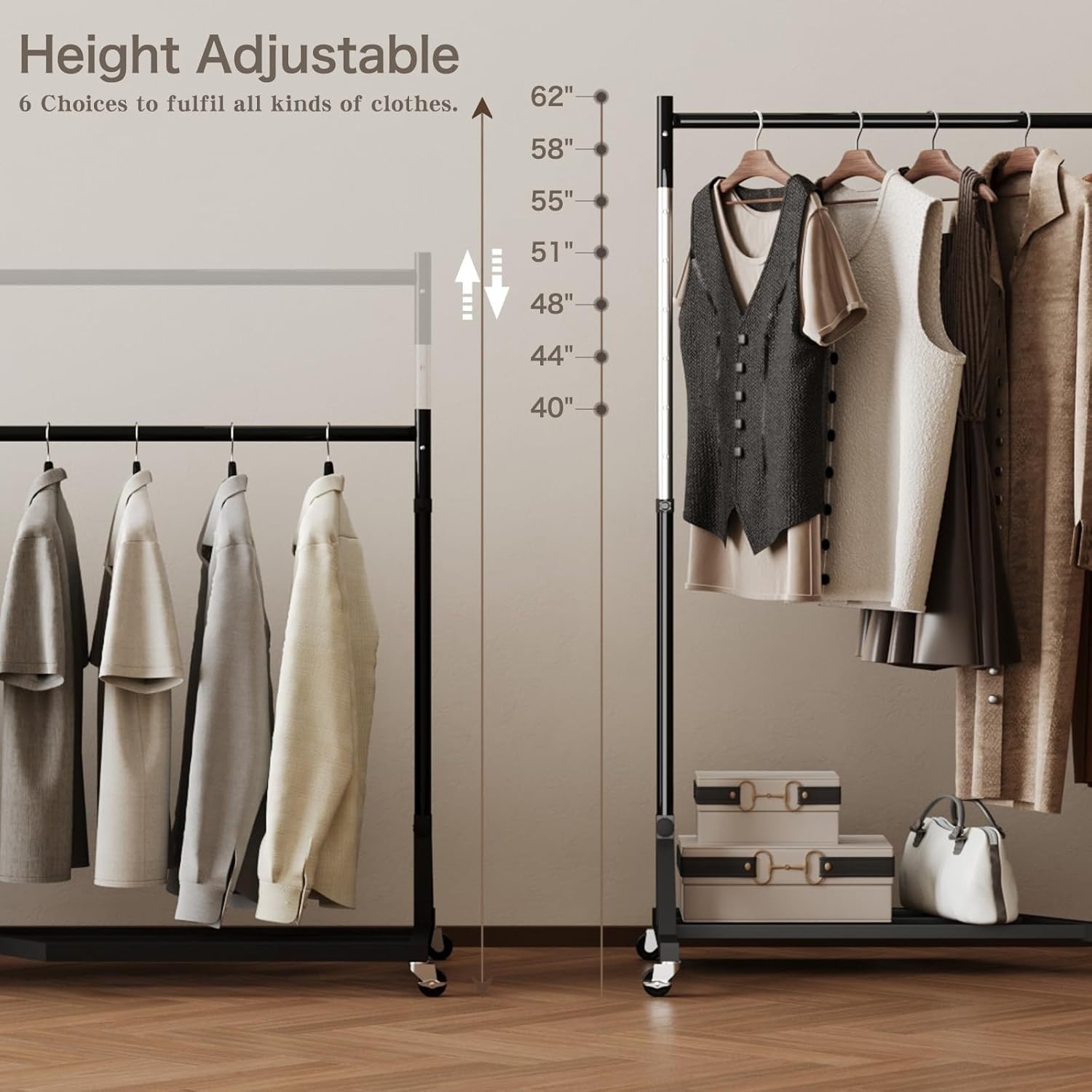 Z-Truck Clothing Rack Z Base Heavy Duty Garment Rack Adjustable Height w/Wheel