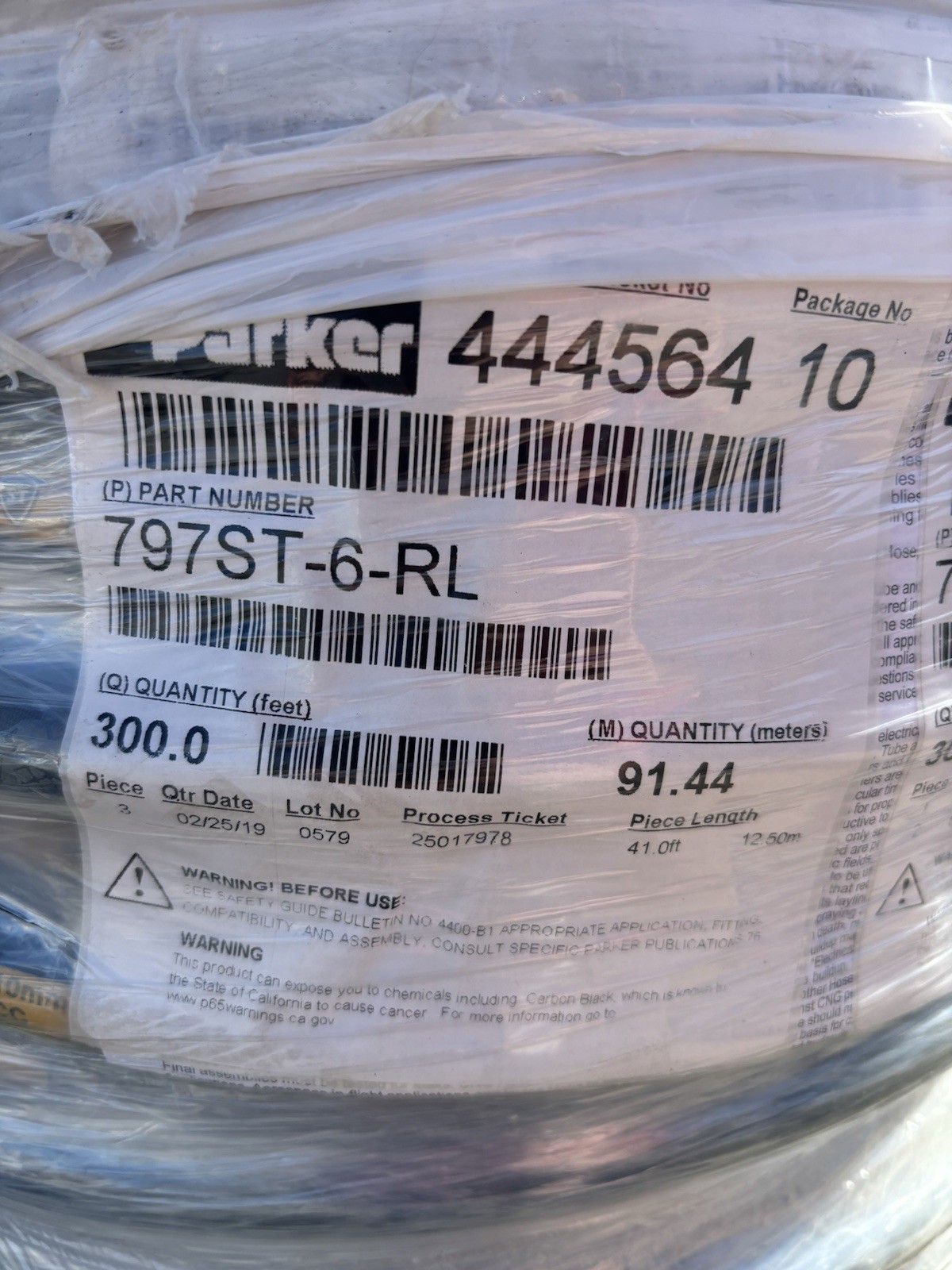 797ST-6-RL Parker GlobalCore 6000 PSI Hydraulic Hose, 41ft Cut Length.