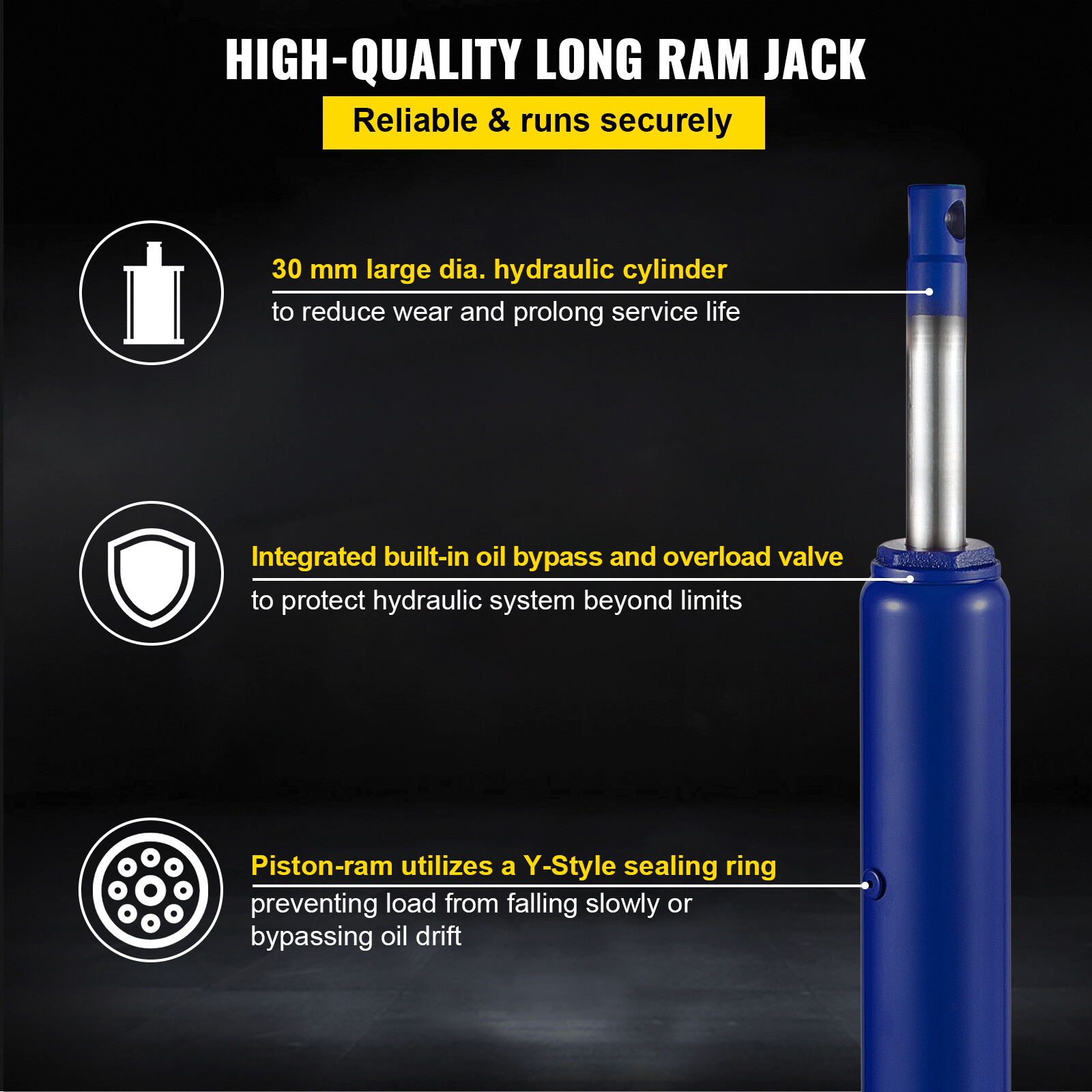 VEVOR 8-Ton Hydraulic Long Ram Jack Manual Single Pump Engine Lift Cherry Picker