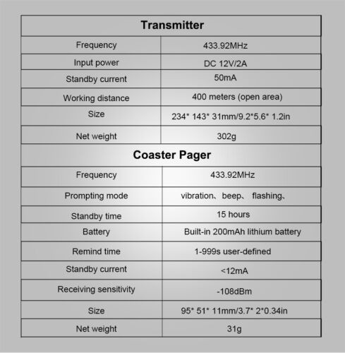 Retekess TD175 Restaurant Pager System Queuing 16 Buzzers Food Truck Cafe Club