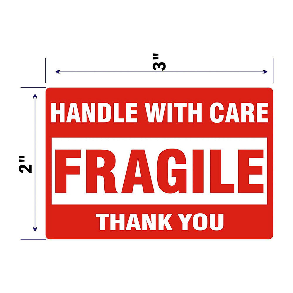 10 FRAGILE Handle with Care stickers DOT 2x3 inch Shipping Label UPS Fedex USPS