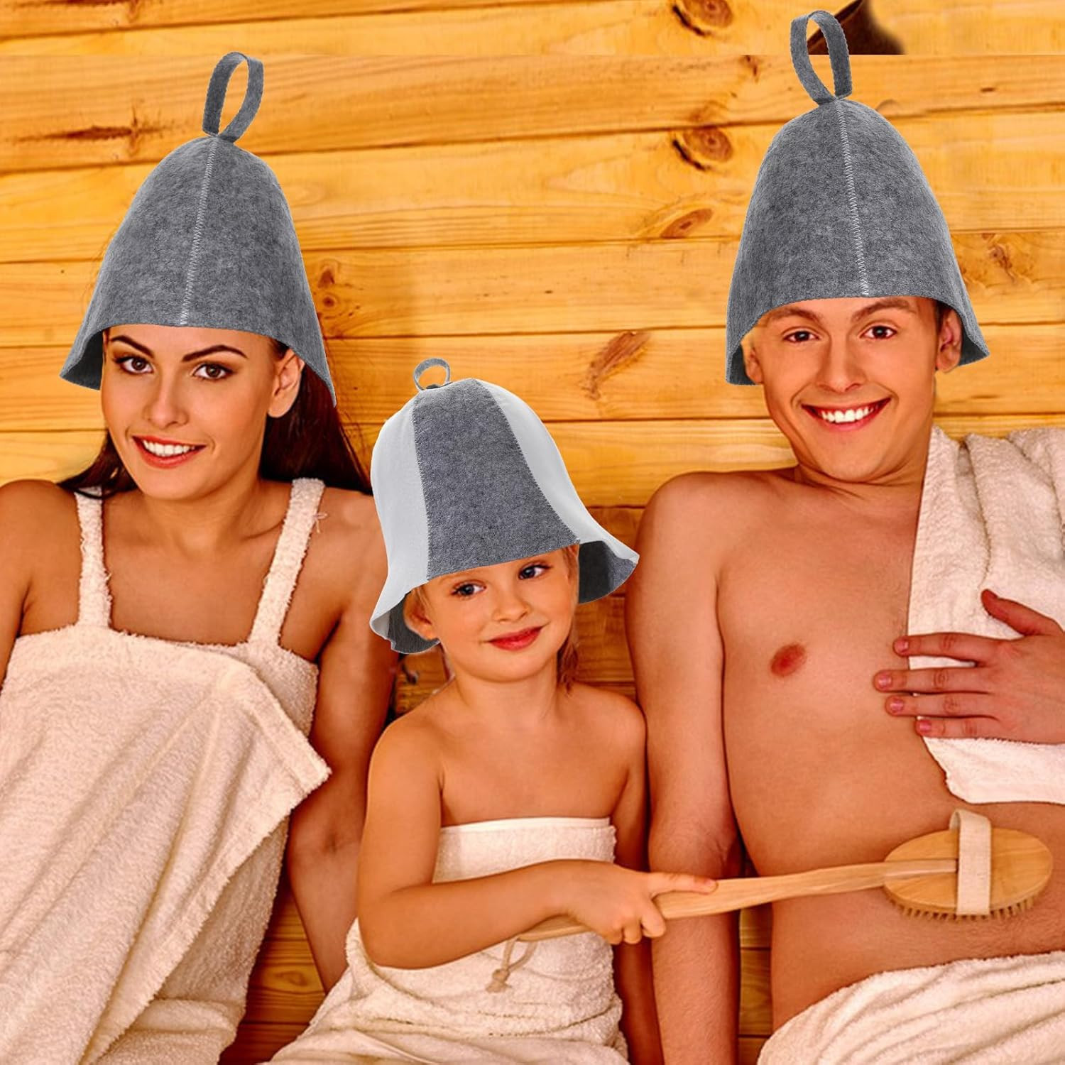 2PCS Wool Sauna Hats Banya Caps Unisex Steam Room White Grey