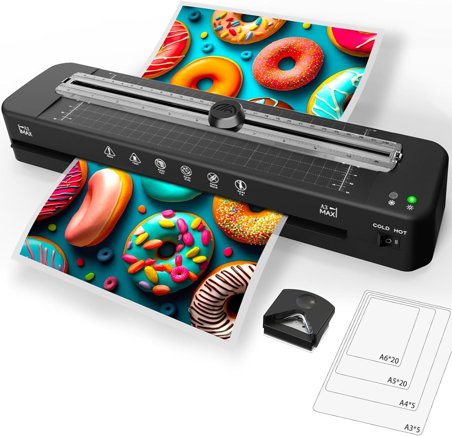 13 Inch Laminator Machine 12 Sheets Built-in Paper Cutter & Corner Rounder