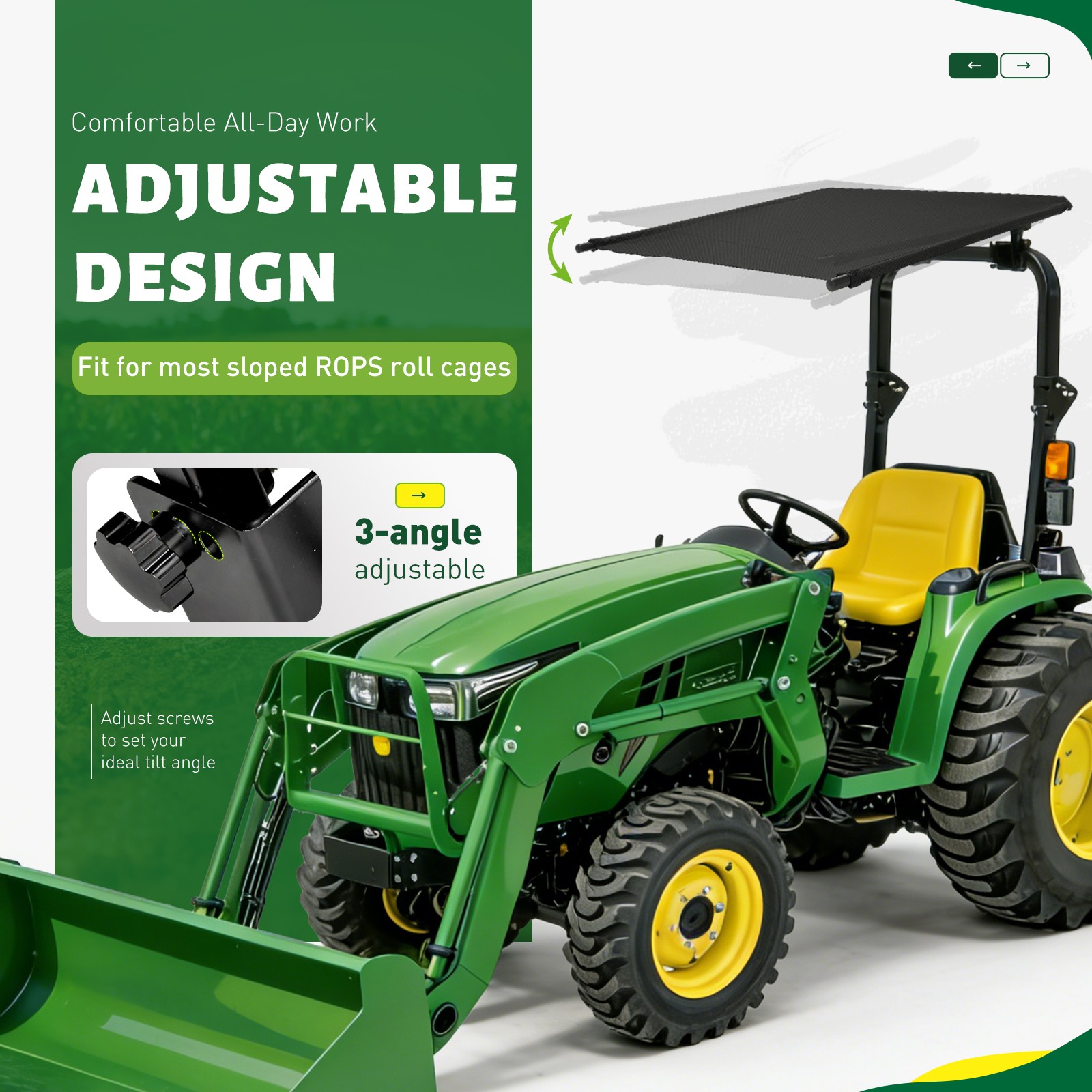 John Deere Kubota ROPS Tractor Canopy Top UV Cover, New