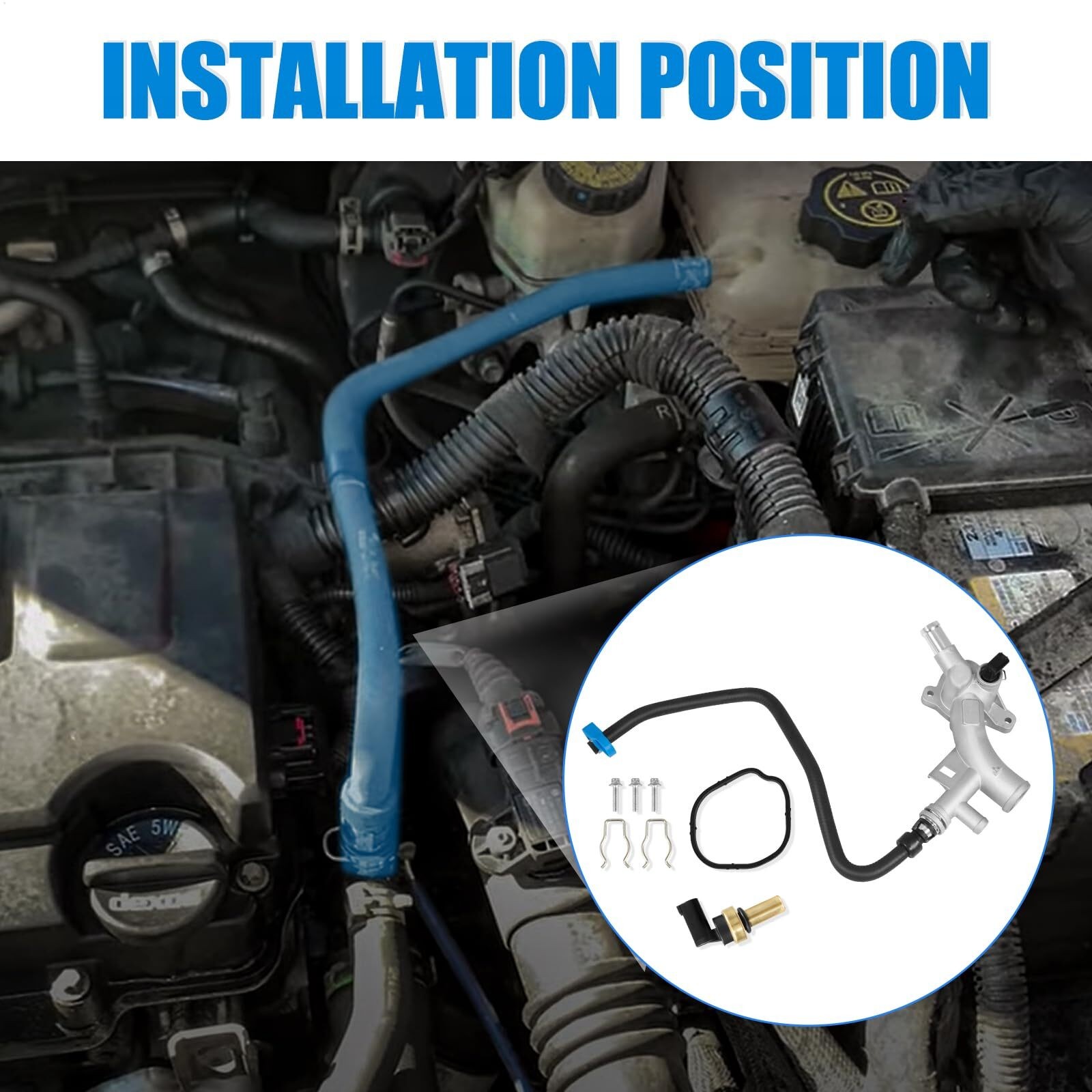 Engine Coolant Water Outlet W/ hose for Chevy Cruze Sonic Trax Buick Encore 1.4L