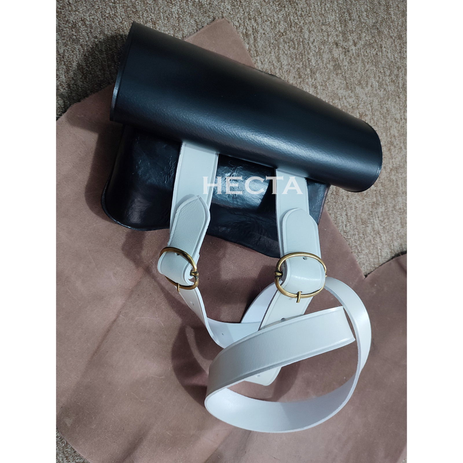 Revolutionary War Cartridge Box With White Belt Made with pure leather US stock