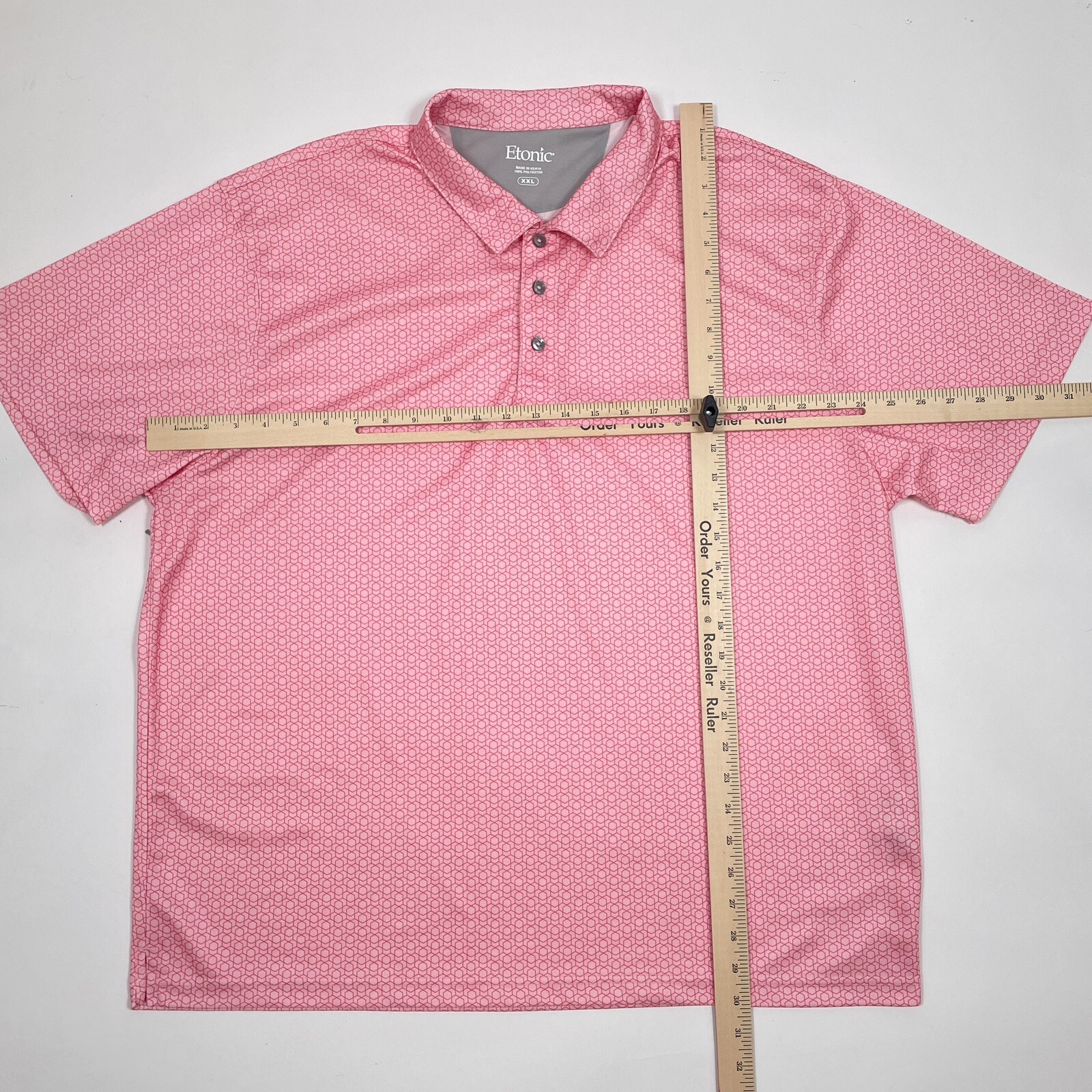 Etonic Men's XXL Golf Polo Shirt Pink Geometric Print Stretch