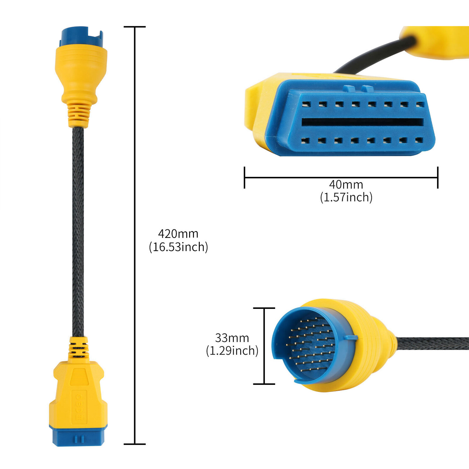 OBD2 38 to 16 Pin Adaptor Diagnostic Lead Scanner Cable Fit For Mercedes Benz