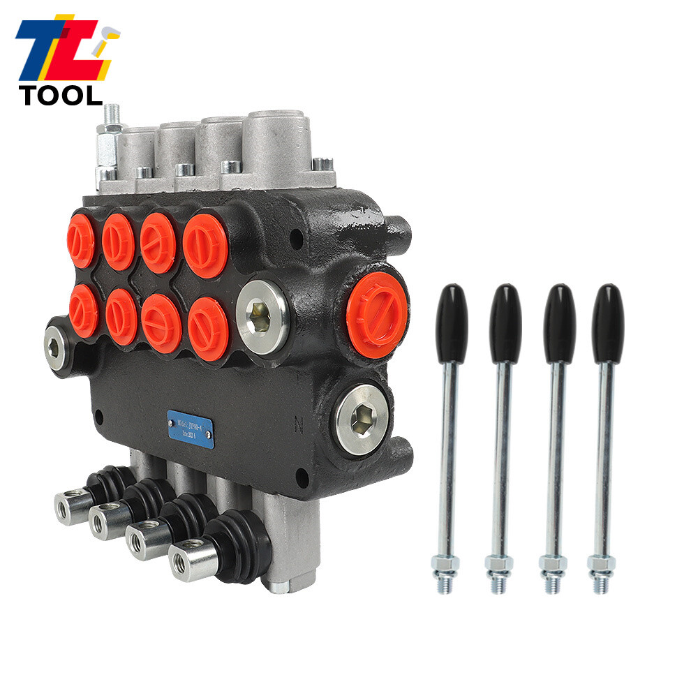 4 Spool 21 GPM 3600 PSI Hydraulic Control Valve Double Acting SAE Ports