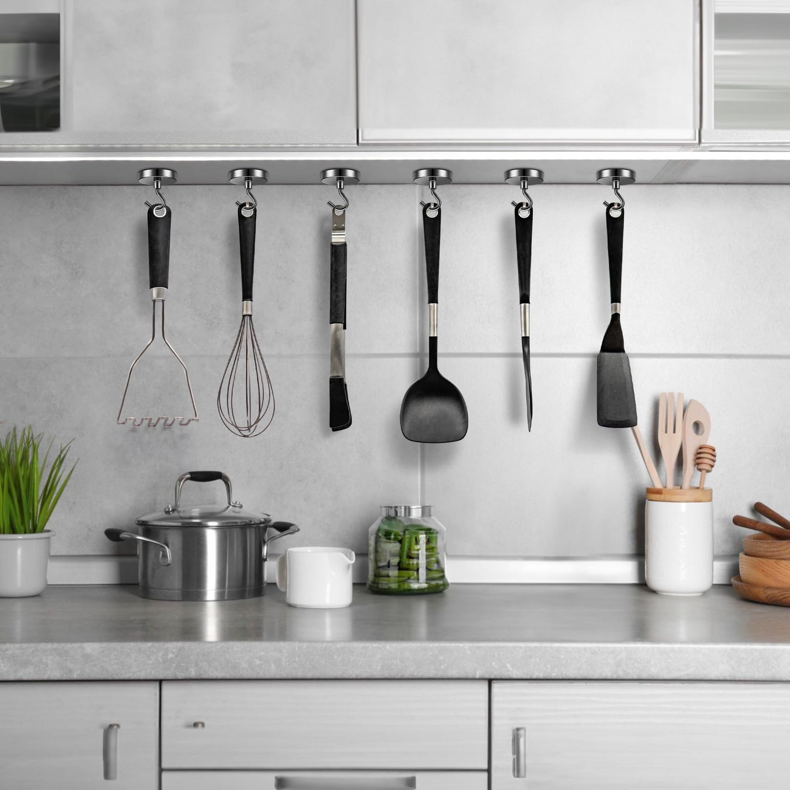 4 Pack 110 Lbs Magnetic Hooks Heavy Duty Neodymium Magnet Hook, Strong Magnetic