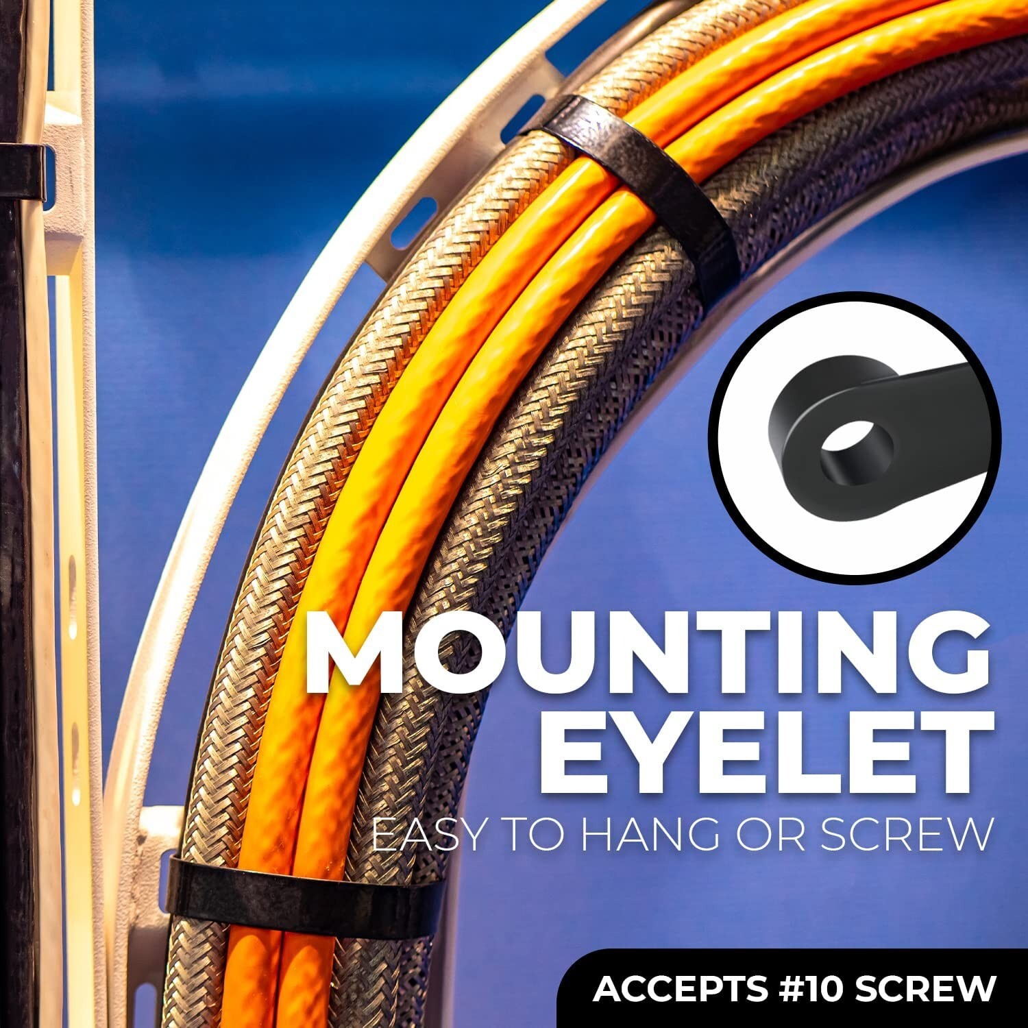 100 Pieces 8" UV Black Nylon Cable Zip Ties Strong with Screw Down Hole