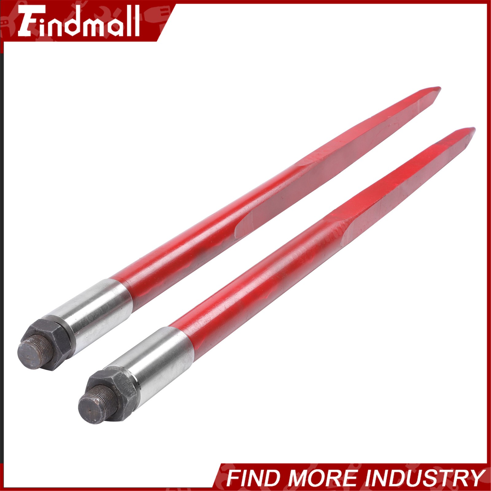 43" Hay Bale Spear Red 3000lbs Capacity Spike Fork Fit For Tractors Loaders 2Pcs