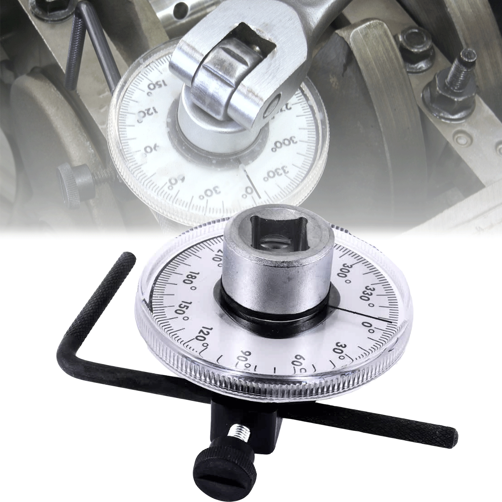 360 Degree 1/2" Drive Torque Angle Gauge Meter Rotation Measure Wrench Tool