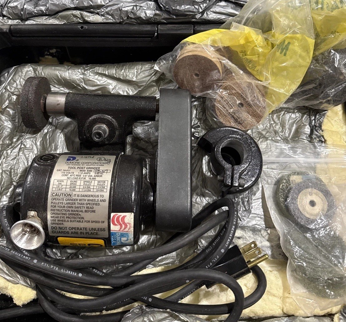 DUMORE 14-011 TOOLPOST GRINDER w Extras Excellent 🇺🇸