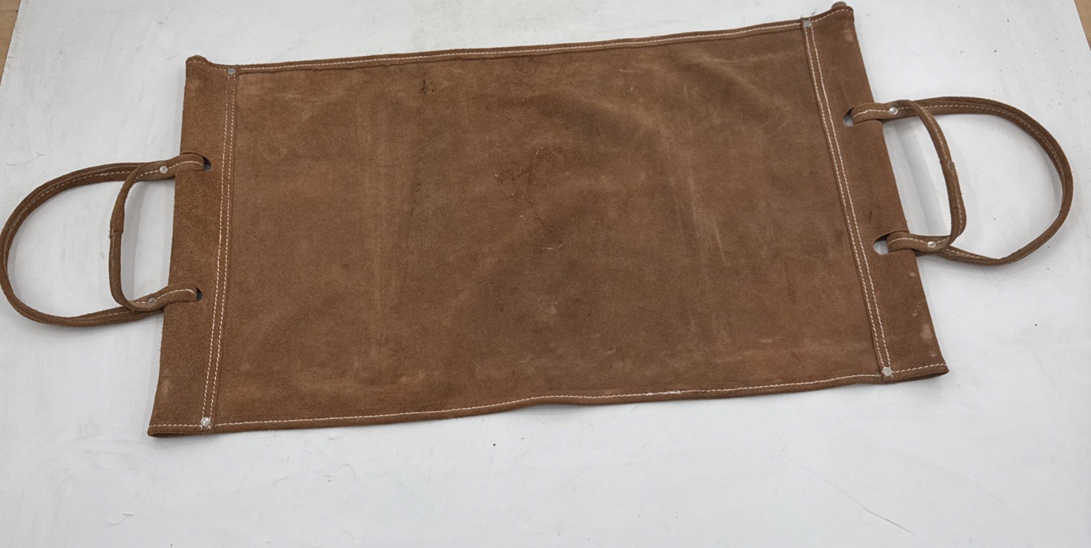 Vtg Firewood Log Carrier Rack Fireplace Wood Holder Suede Carrier Folding