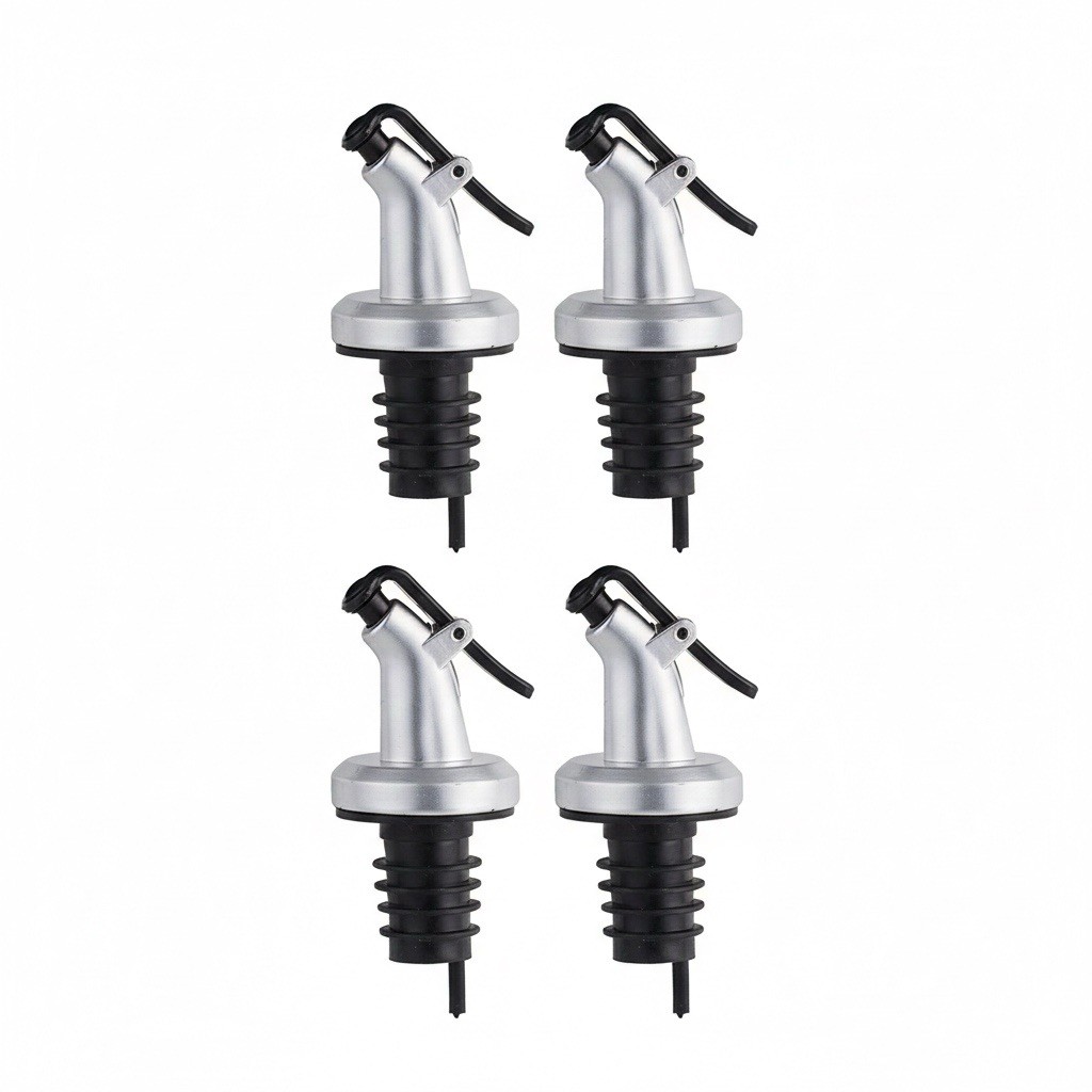 Chef Pourer & Spout, Oil, Vinegar, Liquor, Wine Bottle, BPA free, Pack of 4