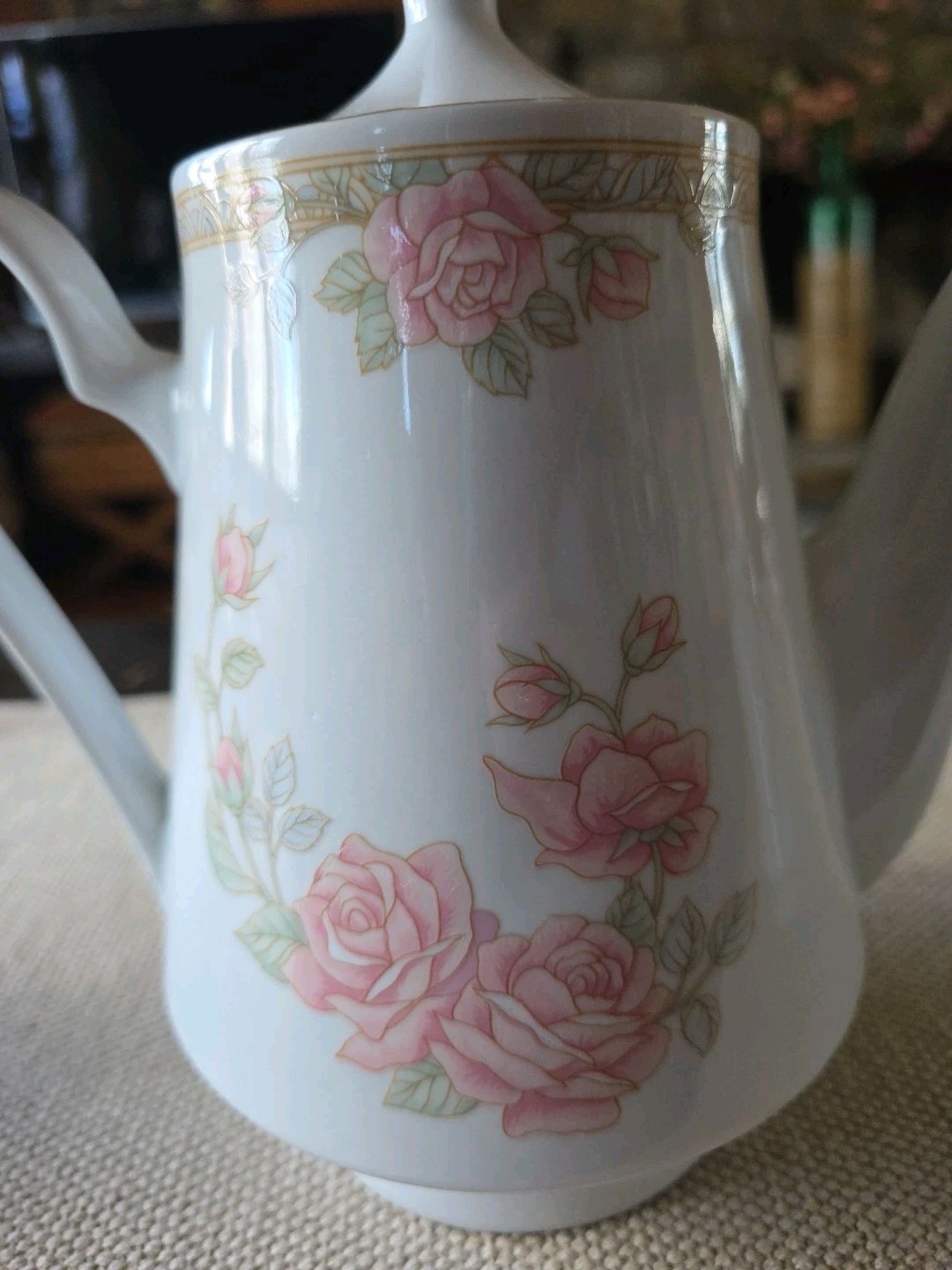 Crown Ming Fine Jian Shiang Christina Pattern Fine China Tea Pot, Sugar, Creamer