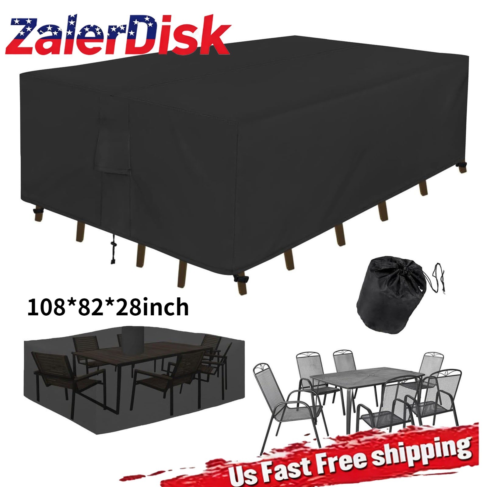 Heavy Duty Patio Furniture Cover Waterproof Outdoor Table Protector 108*82*28in