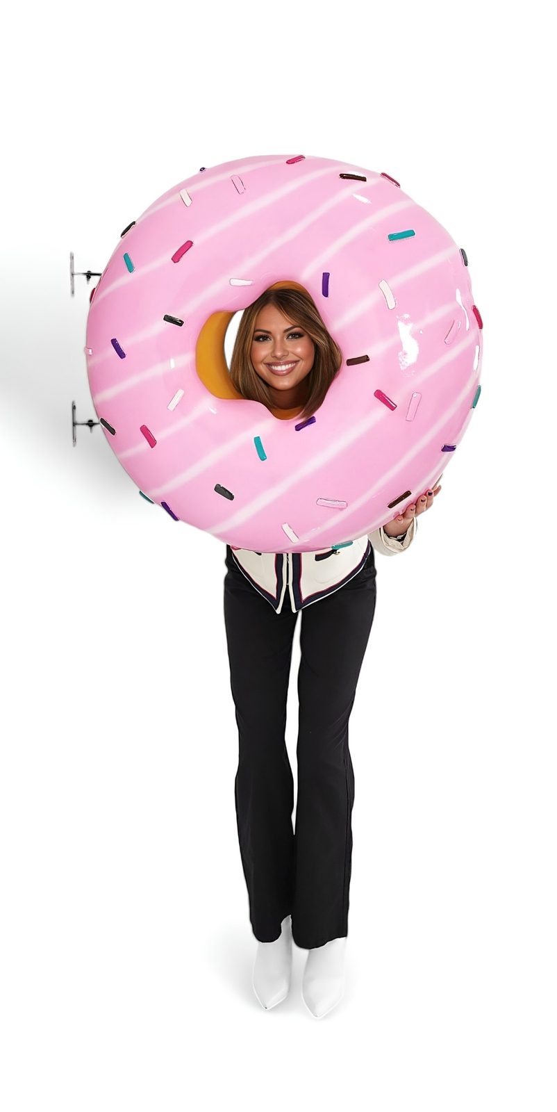 Donut Statue Large Sculpture Hanging Pink Donuts w/ Sprinkles Indoor & Out 30"