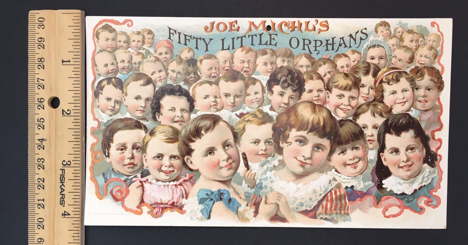 Joe Michl's Decatur IL Smoke Fifty Little Orphan Cigar advertisement Card