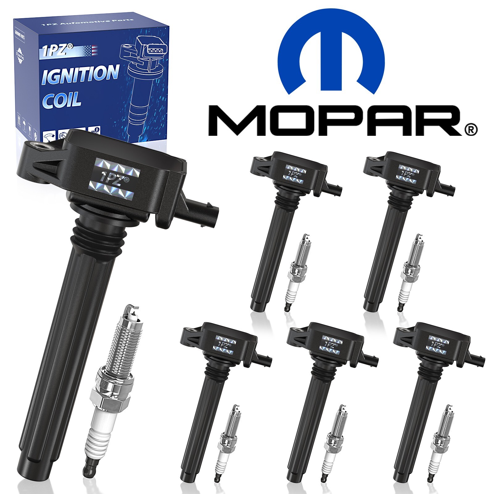 6x UF648 Ignition Coils & Mopar Spark Plugs For OEM Chrysler Dodge Jeep Ram 3.6L